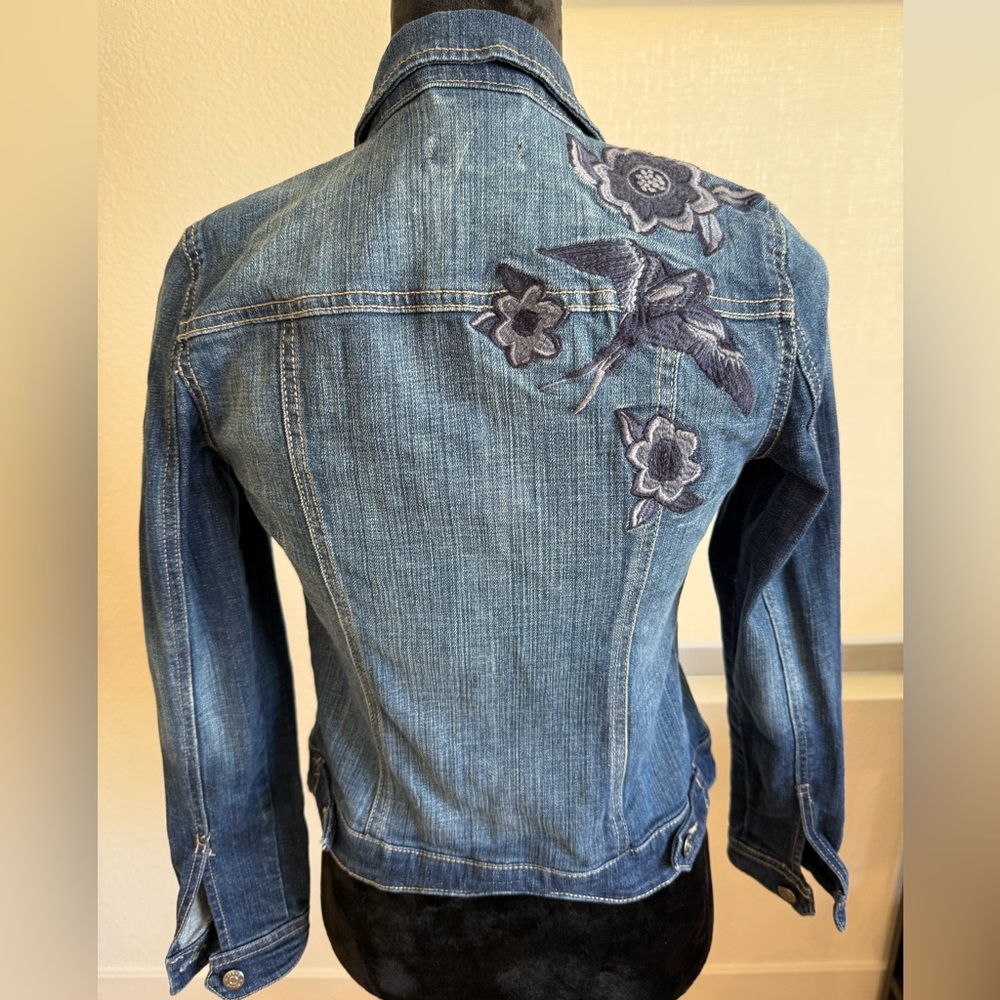 R Jeans Embroidered Denim Jacket – Floral & Bird Back Detail XXS